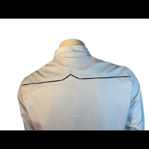 Tuvia Men’s Mint Green and Navy Dress Shirt Size XL - Picture 5 of 6